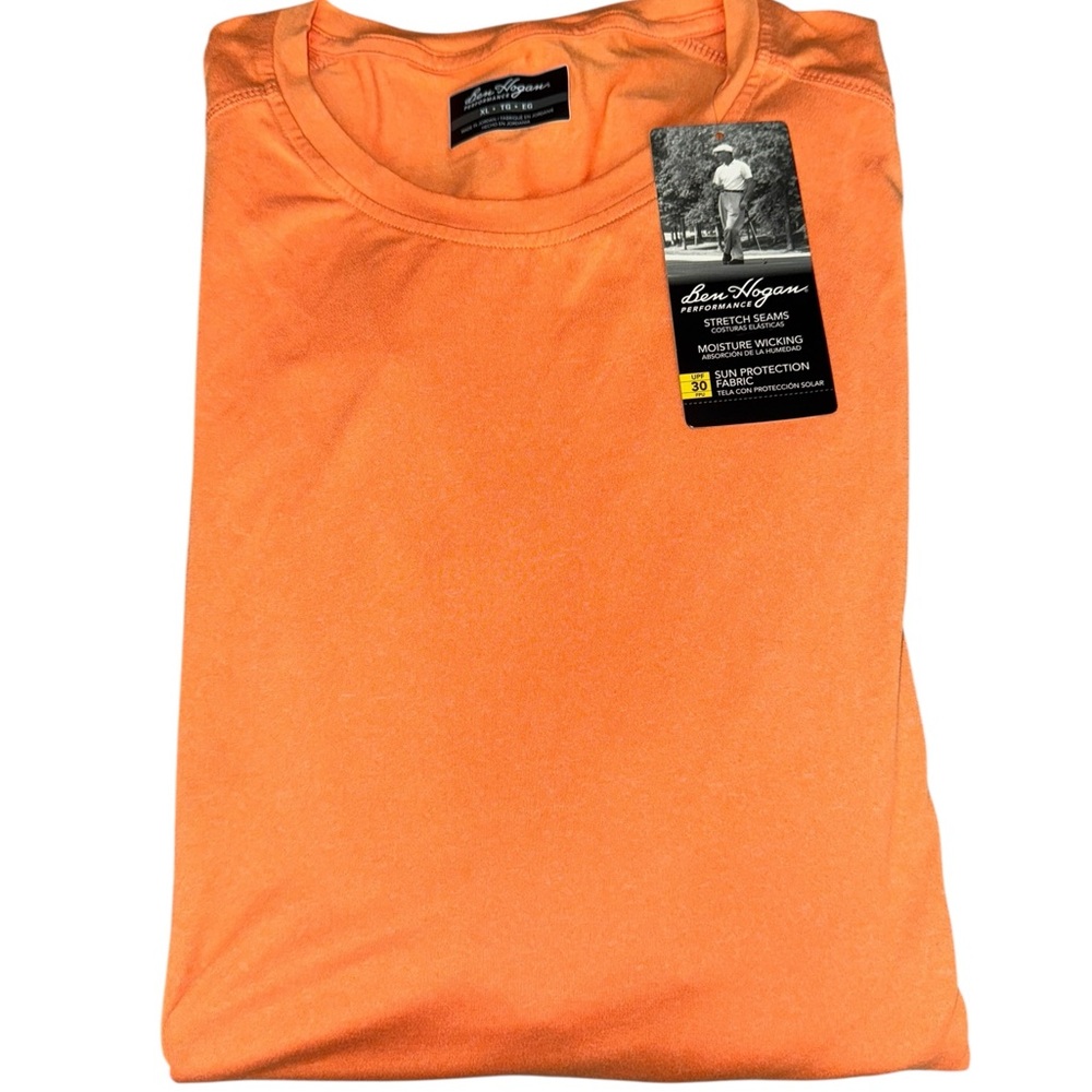 NWT Ben Hogan Performance Golf Vibrant Orange Short Sleeve T-Shirt Size XL